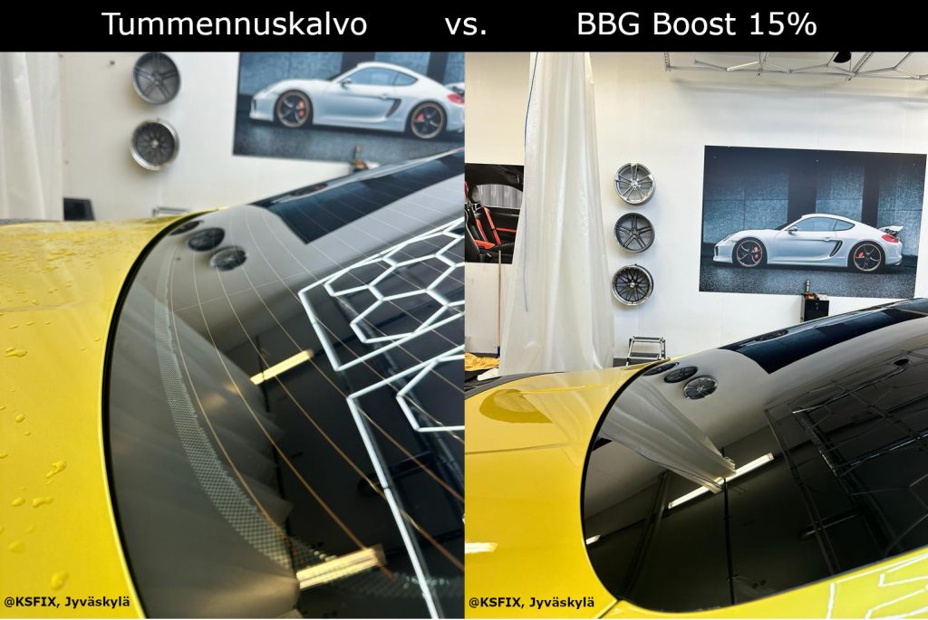 Ulkonäkö: Tavallinen tummennuskalvo vs. BBG Boost 15%